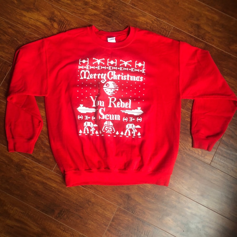 Red Starwars Themed Christmas Sweatshirt XL